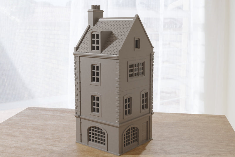 French Commercial Corner House T3 - Tabletop Wargaming WW2 Terrain | Miniature 3D Printed Model | Flames of War & Bolt Action