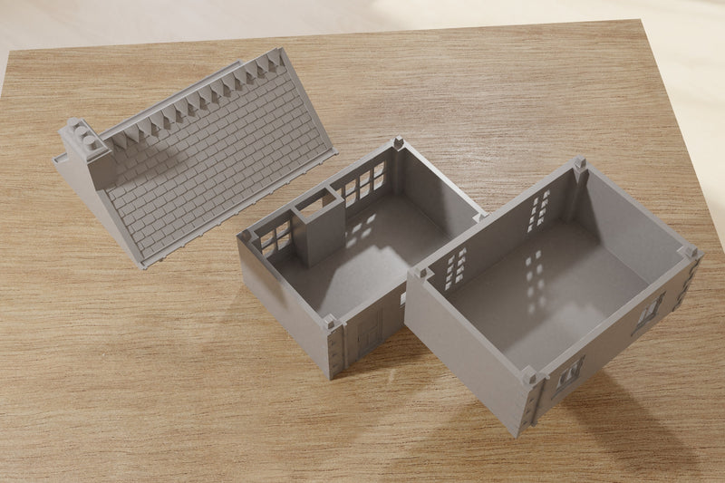 French Commercial Row House T1 - Tabletop Wargaming WW2 Terrain | Miniature 3D Printed Model | Flames of War & Bolt Action
