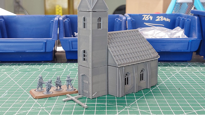Small Chapel (Intact or Destroyed) - Tabletop Wargaming WW2 Terrain | Miniature 3D Printed Model | Flames of War - Zona Alfa