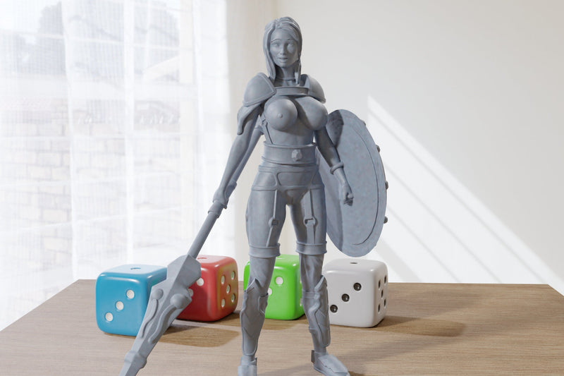 Sexy Warrior Queen Warrior - DnD Miniature | Dungeons and Dragons Mini - Collectibles and Rolepaying - 32mm - 28mm - 75mm Scales