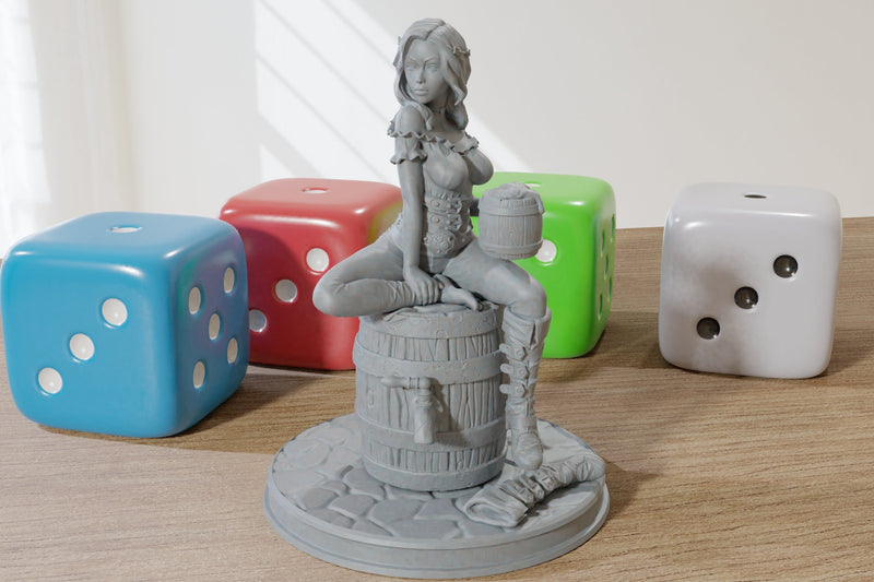 Sexy Jalissa Drinking - Sexy Pin-Up Fan Art - SFW - NSFW - 3D Resin Print Figure - 75mm Scale