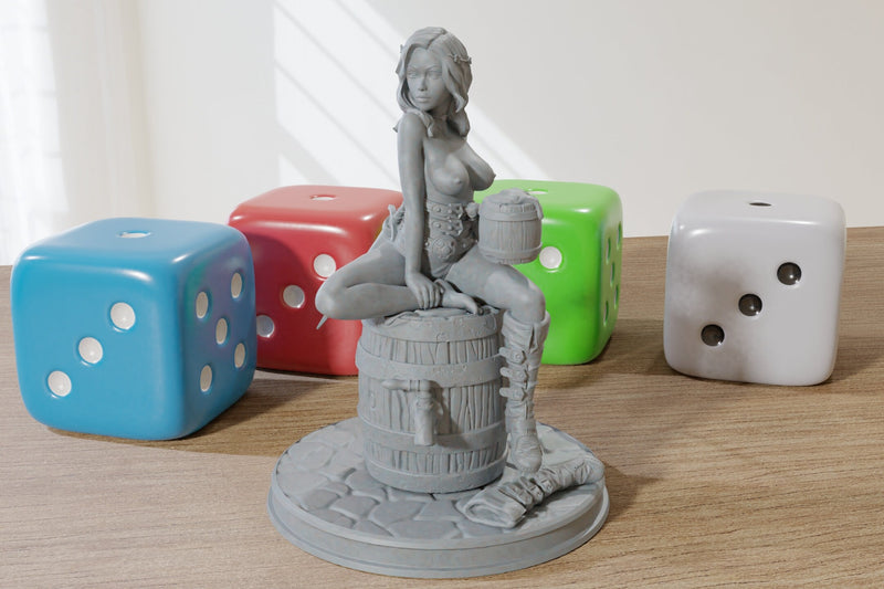 Sexy Jalissa Drinking (Alternative Outfit) - Sexy Pin-Up Fan Art - SFW - NSFW - 3D Resin Print Figure - 75mm Scale