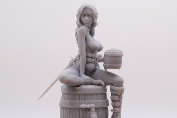 Sexy Jalissa Drinking (Alternative Outfit) - Sexy Pin-Up Fan Art - SFW - NSFW - 3D Resin Print Figure - 75mm Scale