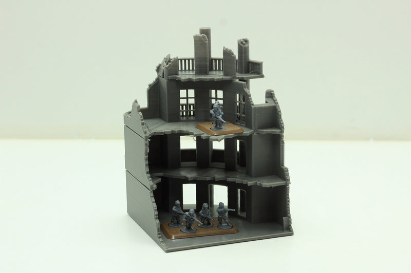 Stalingrad Ruined Corner Hotel SRH MST4 - Tabletop Wargaming WW2 Terrain | Miniature 3D Printed Model | Flames of War & Bolt Action