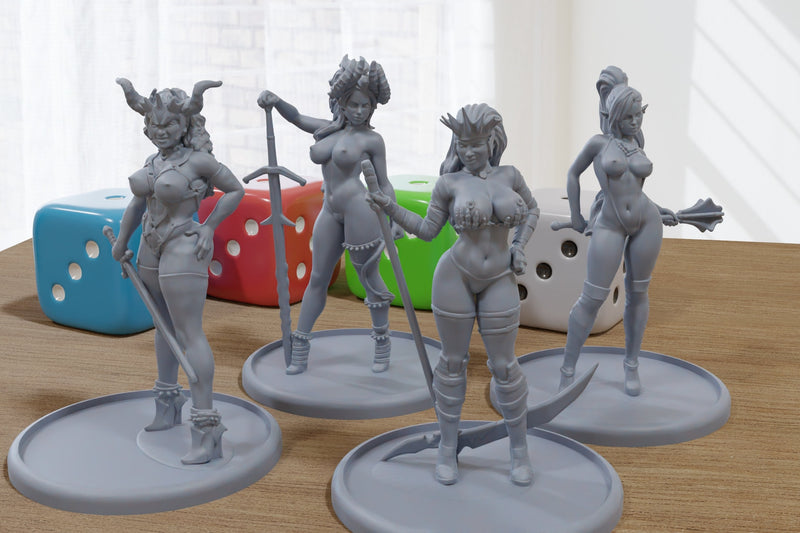 Brutal Sexy Pinups - 3D Printed Minifigures for Fantasy Miniature Tabletop Games DND, Frostgrave 28mm / 32mm