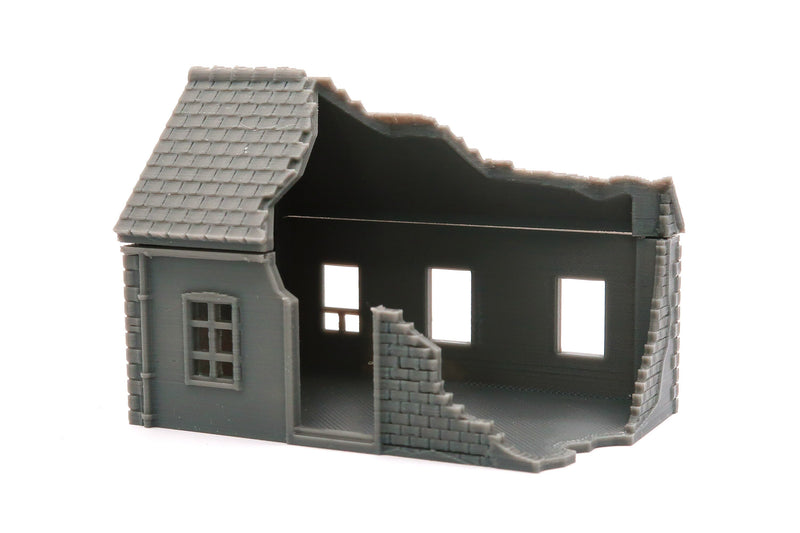 Normandy Small House Destroyed (Volume 1) 3D Printed Tabletop Wargaming Terrain for Miniature Games like Bolt Action, Flames of War