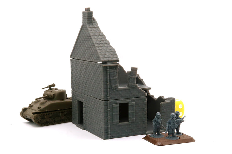 Normandy French House DS-T2 Destroyed (Volume 1) 3D Printed Tabletop Wargaming Terrain for Miniature Games like Bolt Action, Flames of War