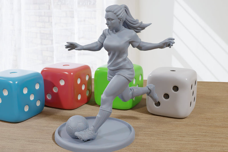 Sexy Sports Girl Football - DnD Miniature | Collectible and Rolepaying Sexy Pin-Up - 75mm - 32mm Scale