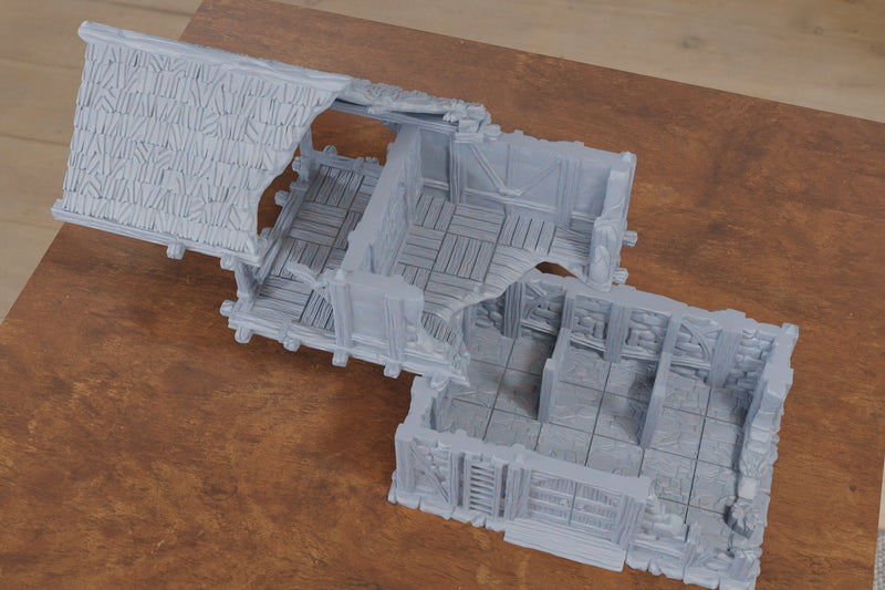 Damned City Stable Ruins - 3D Printed Terrain compatible with Tabletop Games like DND 5e, Frostgrave