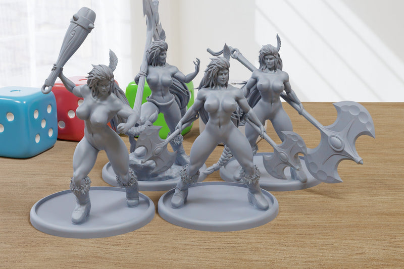 Barbarian Battle Masters Sexy Pinup SFW/ NSFW 3D Printed Minifigures for Fantasy Miniature Tabletop Games DND, Frostgrave 28mm / 32mm / 75mm