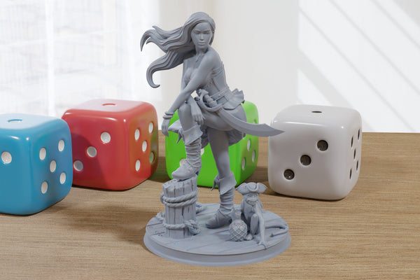 Marina Sexy Pirate Girl Pose A - Pin-Up Fan Art - SFW - NSFW - 3D Resin Print Figure - 32mm & 75mm Scale