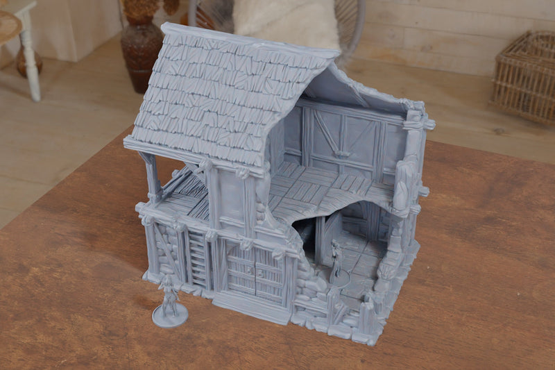 Damned City Stable Ruins - 3D Printed Terrain compatible with Tabletop Games like DND 5e, Frostgrave