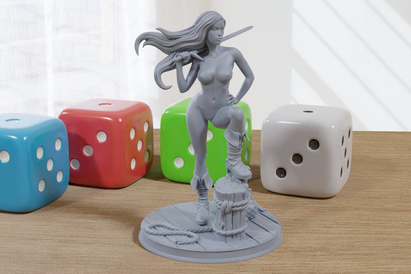 Marina Sexy Pirate Girl Pose B - Pin-Up Fan Art - SFW - NSFW - 3D Resin Print Figure - 32mm & 75mm Scale