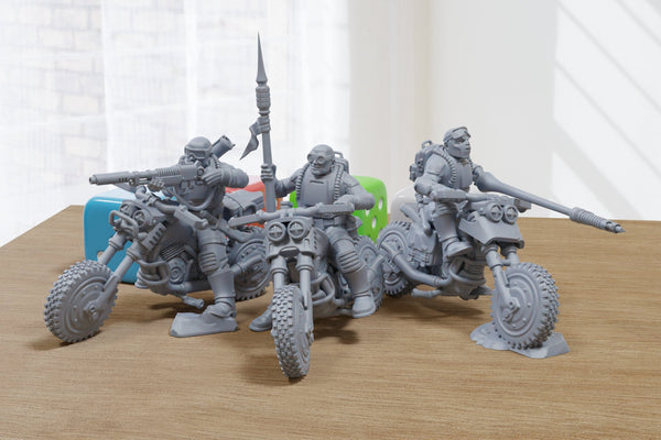 Motorcharged Warriors - 3D Printed Proxy Minifigures for Sci-fi Miniature Tabletop Games like Stargrave and Five Parsecs from Home