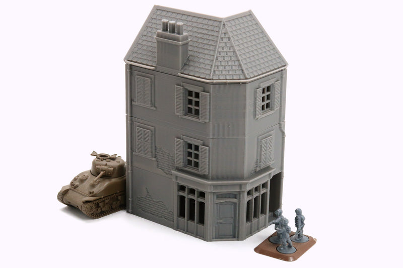 Normandy Corner Block - 3D Printed Tabletop Wargaming Terrain for Miniature Games