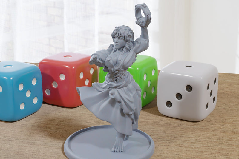 Gypsy Dancer - 3D Printed Minifigure - Proxy Minis for DnD, Baldurs Gate, Tabletop Fantasy RPG - 28mm / 32mm Scale