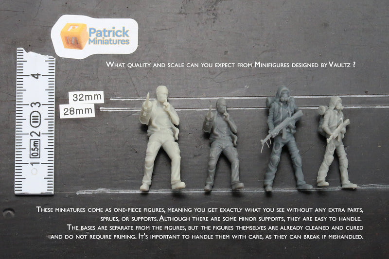 Survivors Pack - 3D Printed Minifigure for Zombie Post Apocalyptic Miniature Tabletop Games TTRPG