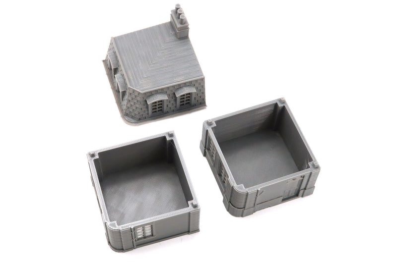 French Commercial Corner House T4 - Tabletop Wargaming WW2 Terrain | Miniature 3D Printed Model | Flames of War & Bolt Action