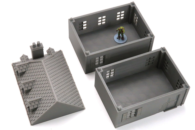 French Row House DS T2 - Tabletop Wargaming WW2 Terrain | Miniature 3D Printed Model | Flames of War & Bolt Action