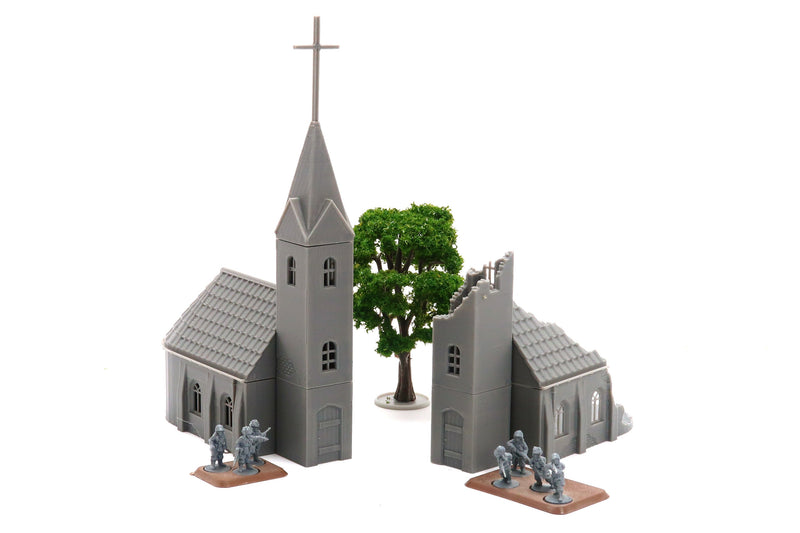 Small Chapel (Intact or Destroyed) - Tabletop Wargaming WW2 Terrain | Miniature 3D Printed Model | Flames of War - Zona Alfa