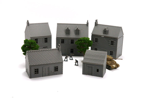 Normandy French Village Set (VOLUME 1) - Tabletop Wargaming WW2 Terrain | 15mm 20mm 28mm Miniature 3D Printed Model | Flames of War