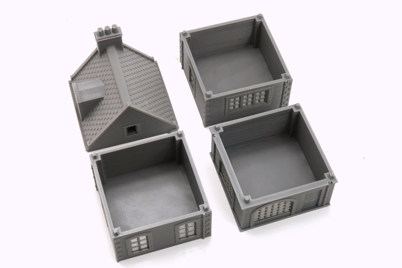 French Commercial Corner House T3 - Tabletop Wargaming WW2 Terrain | Miniature 3D Printed Model | Flames of War & Bolt Action