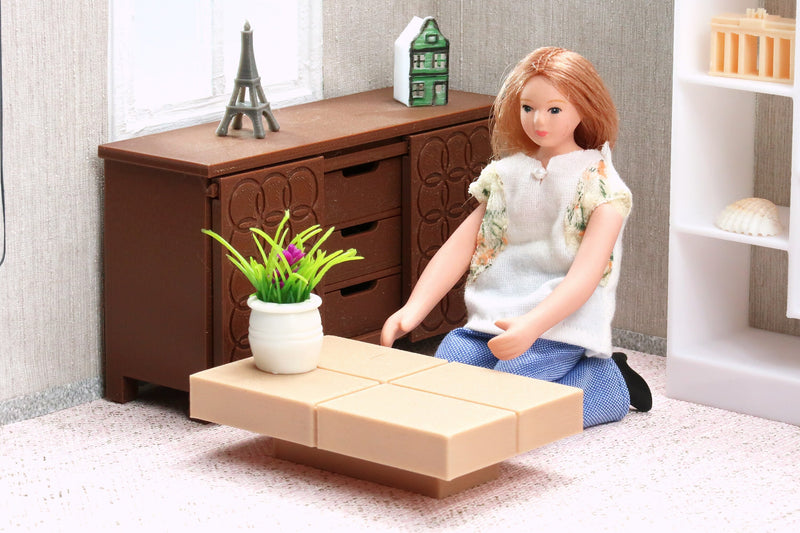 Japanese Floor Table - 1:12 Scale Dollhouse Furniture - 3D Printed Miniature Doll Decoration