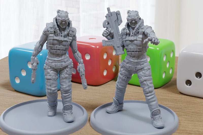 Kevlar - 3D Printed Mini - Cyberpunk / Sci-Fi - Tabletop Miniature Wargaming - 28mm / 32mm Scale Minifigures