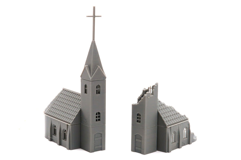Small Chapel (Intact or Destroyed) - Tabletop Wargaming WW2 Terrain | Miniature 3D Printed Model | Flames of War - Zona Alfa