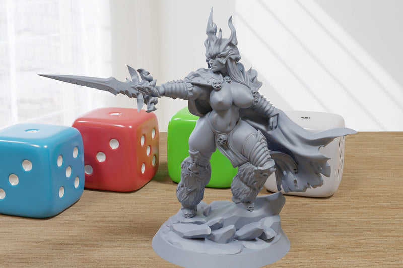 Lich Queen Sexy Pin-Up - 3D Printed Minifigures for Fantasy Miniature Tabletop Games DND, Frostgrave 28mm / 32mm / 75mm