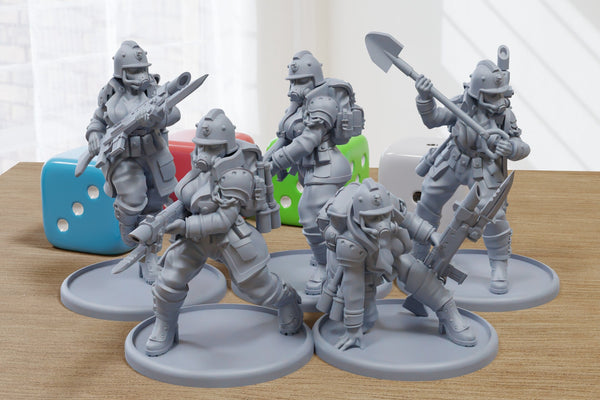 Cult of Death Babes Squad Beta - 3D Printed Proxy Minifigures for Sci-fi Miniature Tabletop Games like Stargrave and Five Parsecs from Home
