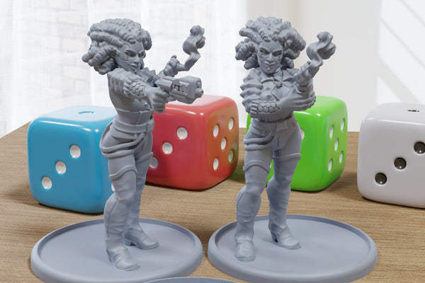 Cyberpunk Lady Bosses - 3D Printed Proxy Minifigures for Sci-fi and Cyberpunk Miniature Tabletop Wargames