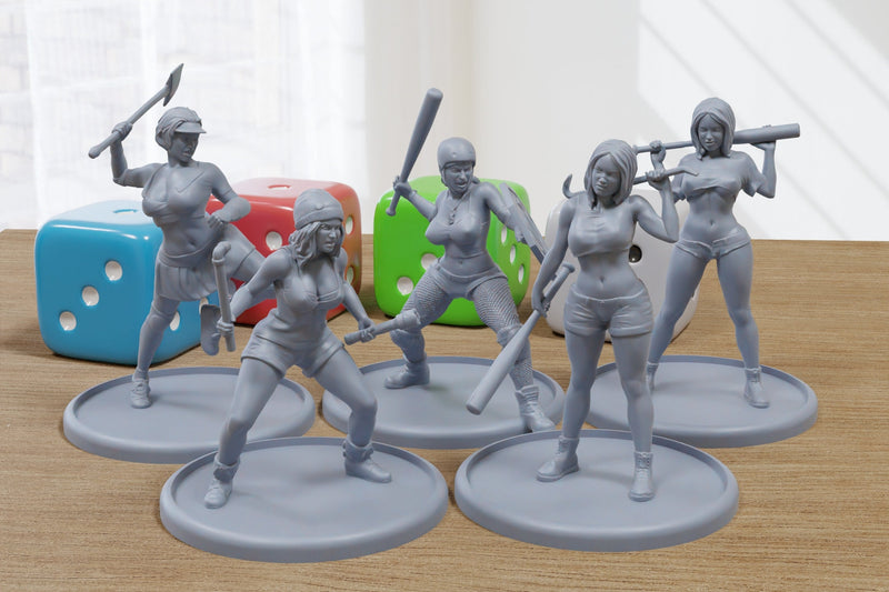 Sexy Hooligan Babes - 3D Printed Minifigures for Fantasy Miniature Tabletop Games DND, Frostgrave 28mm / 32mm / 75mm
