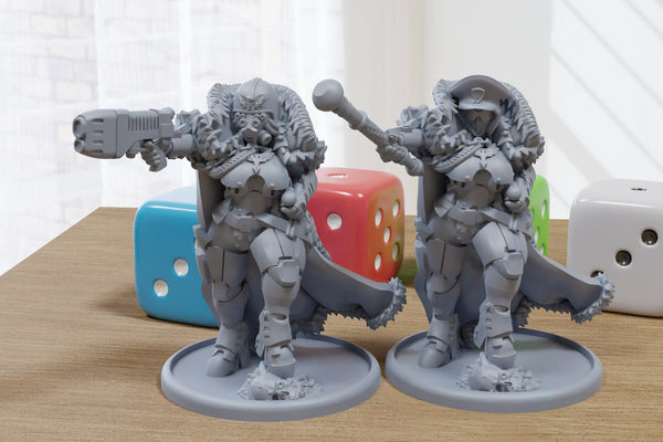Stormbabes Captain Duo - 3D Printed Proxy Minifigures for Sci-fi Miniature Tabletop Games like Stargrave and Five Parsecs from Home