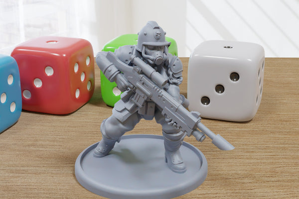 Cult of the Death Sniper Babe - 3D Printed Proxy Minifigures for Sci-fi Miniature Tabletop Games like Stargrave and Five Parsecs from Home