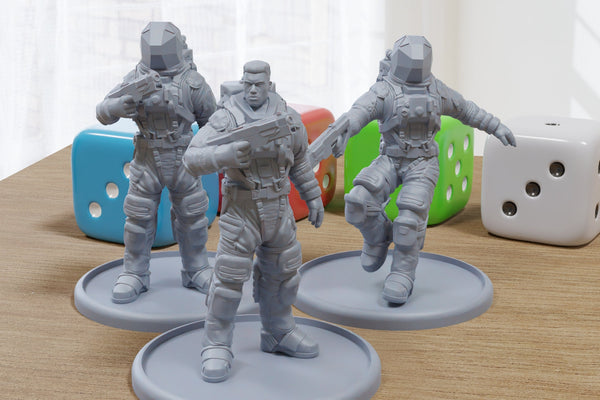 Nomad Spacewear - 3D Printed - Cyberpunk / Sci-Fi - Tabletop Miniature Wargaming - 28mm / 32mm Scale Minifigures