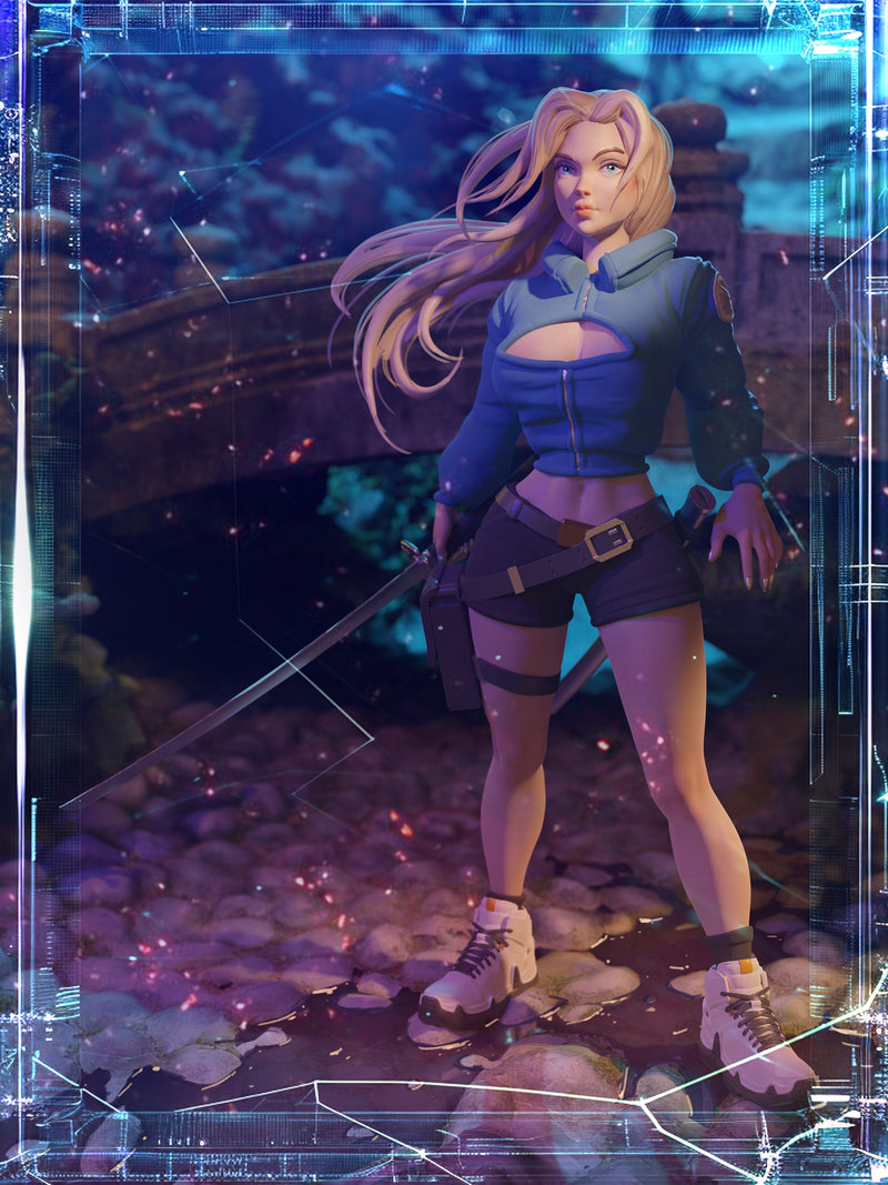 Steel Hearts Blonde Casual Wear - Sexy Pin-Up Fan Art - 3D Resin Print Figure - 75mm Scale