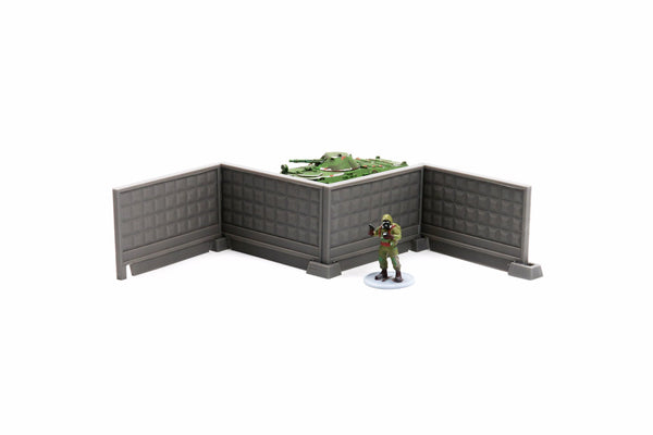 ZONA ALFA PO2 Modular Concrete Fences - 28mm & 20mm RPG Miniatures Gaming Terrain