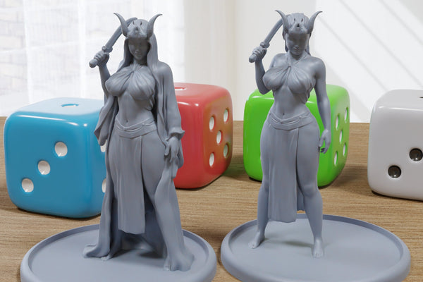 Seductive Priestess Duo - 3D Printed Minifigures for Fantasy Miniature Tabletop Games DND, Frostgrave 28mm / 32mm / 75mm