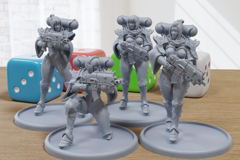 Devine Order Soldiers Sexy Pinup SFW/ NSFW 3D Printed Minifigures for Sci-Fi / Cyberpunk and Fantasy Miniature Tabletop Games - 28mm / 32mm