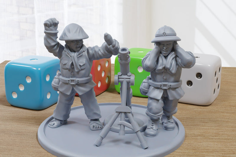 NVA Mortar Team - 28mm Miniature Wargaming - Proxy Minifigures compatible with Vietnam War era Tabletop Wargames