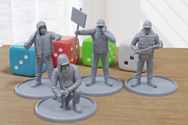 Criminals and Radicals Pack 1 - 3D Printed Minifigures for Modern Tabletop Wargaming 28mm / 32mm Scale