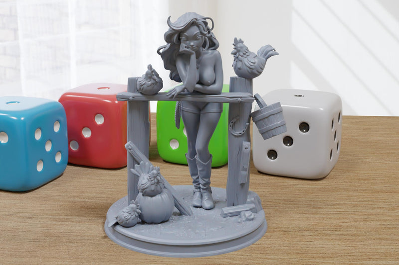 Narissa Sexy Pin-Up Fan Art - SFW - NSFW - 3D Printed Minifigure for Fantasy Miniature Tabletop Games - 32mm & 75mm Scale