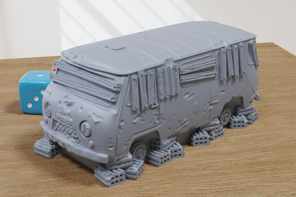 Wrecked Soviet Van - 3D Printed Vehicle for Miniature Tabletop Wargames TTRPG