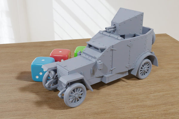 Peugeot 1914 (France) Armored car - 3D Printed Miniature Wargaming Combat Vehicle - 28mm / 20mm / 15mm Scale