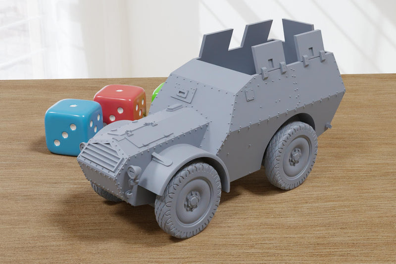 Fiat Spa As 37 Armored Car - 3D Printed Miniature Wargaming Combat Vehicle - 28mm / 20mm / 15mm Scale