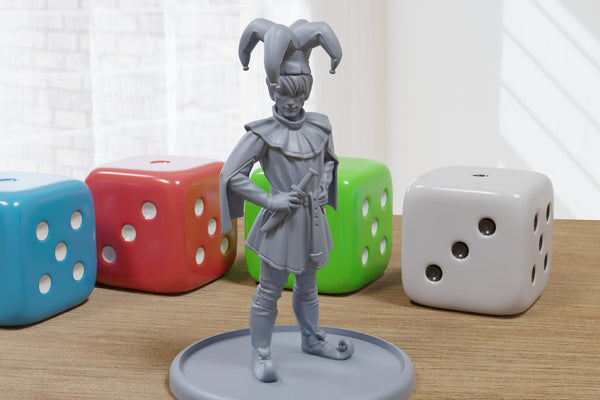 Villager Jester Medieval Townsfolk - 3D Printed Minifigures for Fantasy Miniature Tabletop Games DND, Frostgrave 28mm / 32mm
