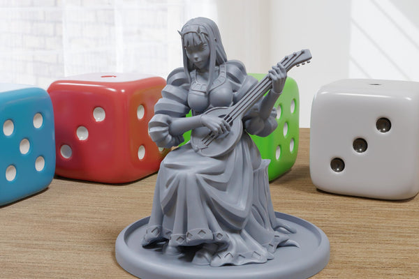 Villager Bard Female in Trunk Medieval Townsfolk - 3D Printed Minifigures for Fantasy Miniature Tabletop Games DND, Frostgrave 28mm / 32mm