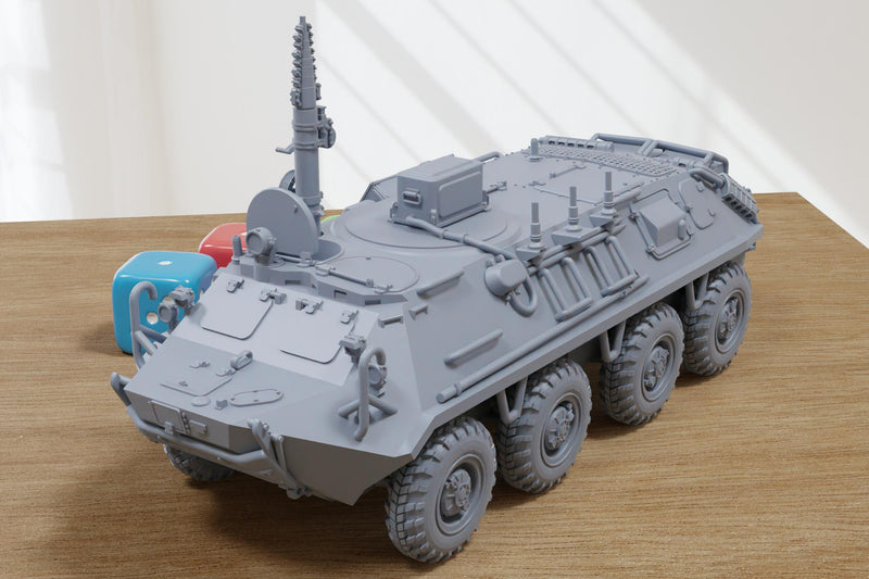 BTR-60 PU-12 Soviet APC - 3D Printed Miniature Tabletop Wargaming Combat Vehicle 28mm / 15mm Scale