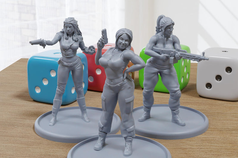 WarGirls - 3D Printed Minifigures for Post-Apocalyptic or Modern Miniature Wargaming - 28mm / 32mm Scale